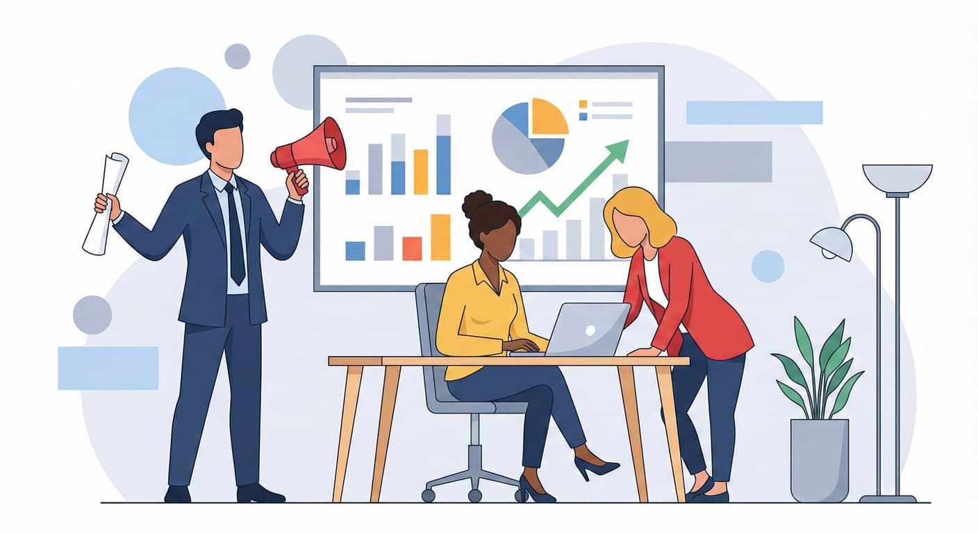 Equipo de marketing digital trabajando